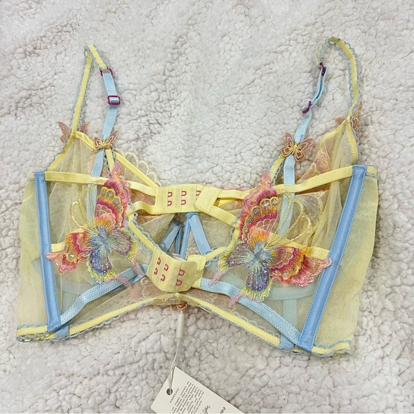 For Love & Lemons Pastel Papillon Longline Bra Size 34DD NWT - Picture 5 of 7